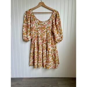 Pink Lily Dress Women's Small Floral Mini Long Sleeve Boho Western